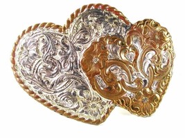 Ladies Western Cowgirl 2 Hearts Belt Buckle By CRUMRINE USA 41616 - £19.90 GBP