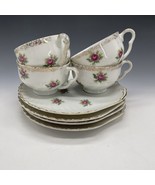 Enesco Japan Ceramic Shell Floral Snack Set teacup Sandwich Sip Plates C... - $1,018.26 MXN