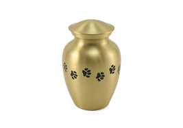 Large/Adult Gold Brass Paw Print Cremation Urn, 195 cubic inches - £138.86 GBP