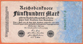 GERMANY 1923 Reichsbank Very Fine  500  Mark  Banknote Paper Money Bill ... - $5.00