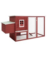  Chicken Coop Red and white Pine wood, Plywood, Iron wire Large - $274.21 CAD