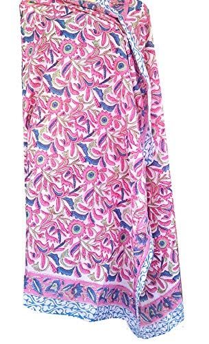 Pure Cotton Hand Block Print Sarong Womens Swimsuit Wrap Cover Up Long (73" x 44
