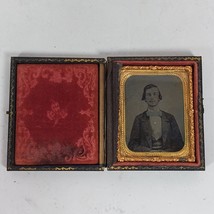 Antique 1800s US Civil War Ambrotype Photo Picture in Frame Case 2.5x3 Inch - £65.06 GBP