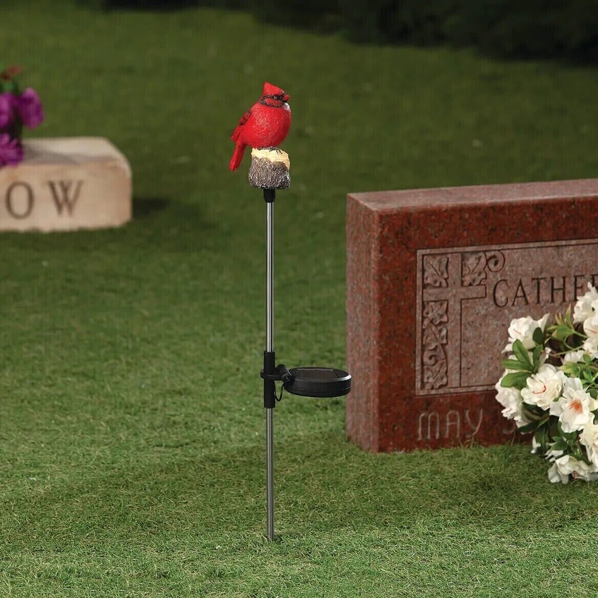 Solar Lighted Cardinal Garden Stake Outdoor Beloved Memorial Cemetery Ya... - $22.22