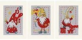 DIY Vervaco Christmas Cards Craft Gnomes Elves Santa Counted Cross Stitc... - £20.79 GBP