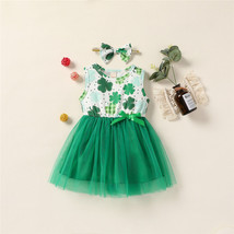 NEW St Patricks Shamrock Girls Tutu Dress &amp; Bow Headband - £6.12 GBP