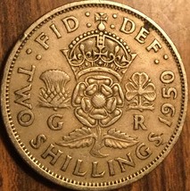 1950 Uk Gb Great Britain Florin Two Shillings Coin - £1.89 GBP