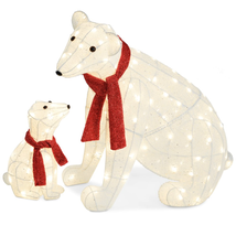 Large Lighted Polar Bear Family 145 Pre-Strung LED Lights White Christmas Decor - $138.02