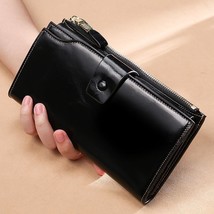 Enuine leather women wallet long lady leather purse brand design luxury oil wax leather thumb200