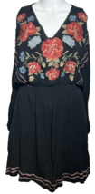 Embroidered Bohemian Dress Women&#39;s Size Medium 6 - 8 Black Boho - AC - £12.23 GBP