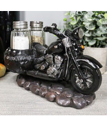 Retro Black Chopper Road Hog Motorcycle Salt And Pepper Shakers Holder F... - $477.75 MXN