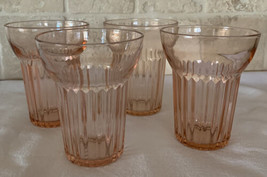 Anchor Hocking Queen Mary Pink Depression Glass 9 oz Flat Tumbler Set of 4 - £31.97 GBP