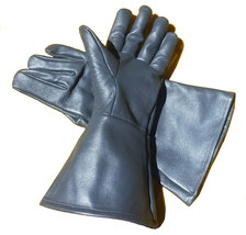 Leather Gauntlet Gloves Silver Pewter Grey SMALL - $29.40