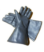 Leather Gauntlet Gloves Silver Pewter Grey SMALL - $29.40