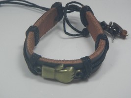 Tiger Eye-Gemstone-Leather Metal Charms Bracelets unisex Vintage Wrist Cuff 497 - $6.19