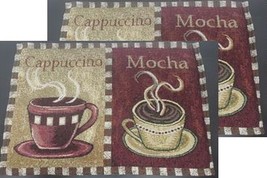 2 Same Tapestry Kitchen Placemats, 13&quot;x19&quot;, 2 COFFEE CUPS, MOCHA &amp; CAPPU... - $13.85