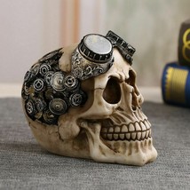 Steampunk Skull Statue Resin Futuristic Mechanic Head Props Figurine Home Decor - £32.02 GBP