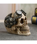 Steampunk Skull Statue Resin Futuristic Mechanic Head Props Figurine Hom... - £32.02 GBP