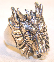 American Biker Dragon Head Ring BR6ABR Silver Jewelry Bikers Dragons Novelty New - £6.04 GBP