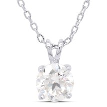 0.75CT Moissanite Redonda Colgante Solitario Collar 14K Oro Blanco Chapado Plata - $81.11