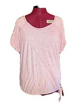 EyeLash Couture Top Pink Wome Knit Size Medium  Cold Shoulder Bottom Tie - £14.78 GBP