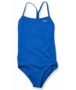 NWT $38 Nike Girls Racerback One Piece Swimsuit NESS9644-494 Blue Sz S - £19.79 GBP