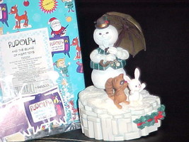 Enesco Rudolph Musical Sam The Snowman Figurine Plays Tune MIB #725250 From 2000 - £79.12 GBP