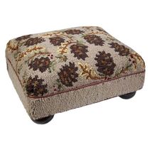 Rustic Pine Cone Wool Hooked Footstool for Lodge Decor - $309.06