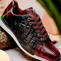 Portici Genuine Crocodile and Lizard Fashion Sneaker Wine / Black image 9
