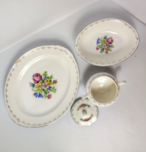 Homer Laughlin Eggshell Nautilus Petite Point Platter Oval &amp; Sugar Bowls... - $19.89