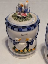 Vintage Lot of 3 Ceramic Duck Sugar Coffee Tea Containers - Blue Plaid, 7 in - £24.94 GBP