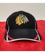 Chicago Blackhawks Hat Cap Mens Strap Back NHL Hockey Black Red &amp; White ... - £14.34 GBP