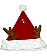 red felt santa hat with reindeer antlers flap cap by st. nick&#39;s choice - $19.57
