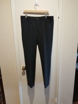 NYDJ Pants Womens Sz 14 Charcoal Gray Knit Faux Leather Trim Slimming Lift Tuck  - £27.65 GBP