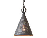 &quot;STURBRIDGE&quot; PENDANT - Punched Tin Witch&#39;s Hat Cone Down Light USA Handc... - £83.54 GBP