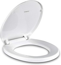 Round Toilet Seat With Non-Slip Seat Bumpers; Universal Quiet-Close Toilet Lid; - £33.00 GBP