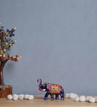 Handcrafted Meenakari metal Elephant | home decor elephant statue - £25.93 GBP