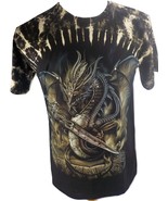 DAVID CAREY SKULL SHIRTZ STUDDED T-SHIRT SZ M SILVER BLUE DRAGON GLOW IN... - £11.04 GBP