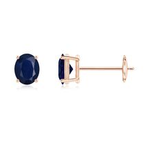 ANGARA Natural 0.8 Ct A-Grade Solitaire Oval Sapphire Stud Earrings in 1... - $505.13