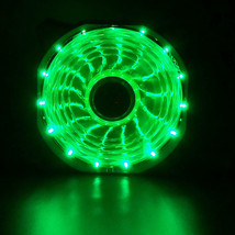 4x GREEN 120mm 15 LED Neon Light Quite 12V PC Computer Case Cooling Cool... - £30.71 GBP