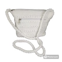 Lina Crochet Bag White Cottagecore Boho Woven Shoulder Purse Lined Hippie - £15.00 GBP