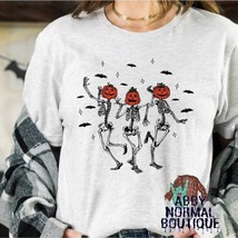 Pumpkin Head Dancing Skeletons T-Shirt - Funny Halloween Tee - Whimsigot... - $10.00