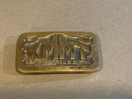 Vintage KMMT Mammoth Lakes Mountain Radio Brass Belt Buckle - £15.49 GBP
