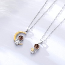 925 Silver Astronaut Space Projection Necklace One Hundred Language Jewelry Cust - £30.86 GBP+