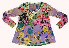 Johnny Was Relaxed Top Small Bold Embroidery 100% Cotton w 100% Silk Trim NWT - £119.30 GBP