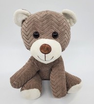 Hugfun Brown Bear Chevron Stripe Textured Plush Stuffed 10&quot; Nursery Toy B309 - £10.21 GBP
