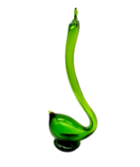 Green Handmade Glass Long Necked Swan California - £17.84 GBP