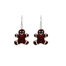 Brown &amp; Red Gingerbread Man Drop Earrings - £9.58 GBP