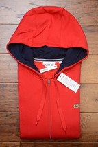Lacoste SH1613 Men&#39;s Red Hooded Jacket Hoodie Fleece Cotton Big &amp; Tall 3... - £52.15 GBP