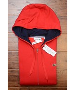 Lacoste SH1613 Men&#39;s Red Hooded Jacket Hoodie Fleece Cotton Big &amp; Tall 3... - £51.07 GBP